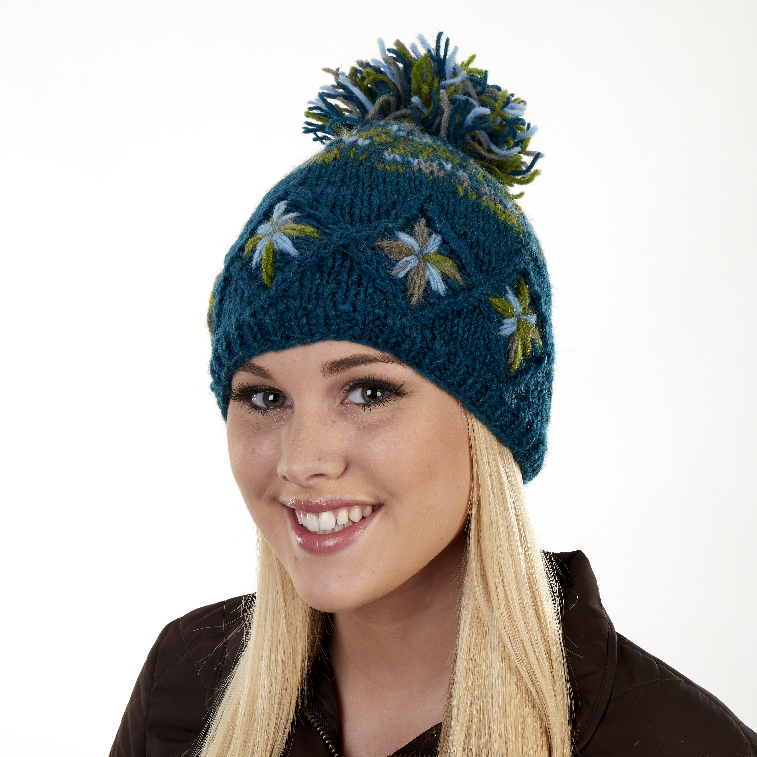 Turtle Fur Women's Nepal Kukee, 100 Wool Handmade Oversized Pom Beanie