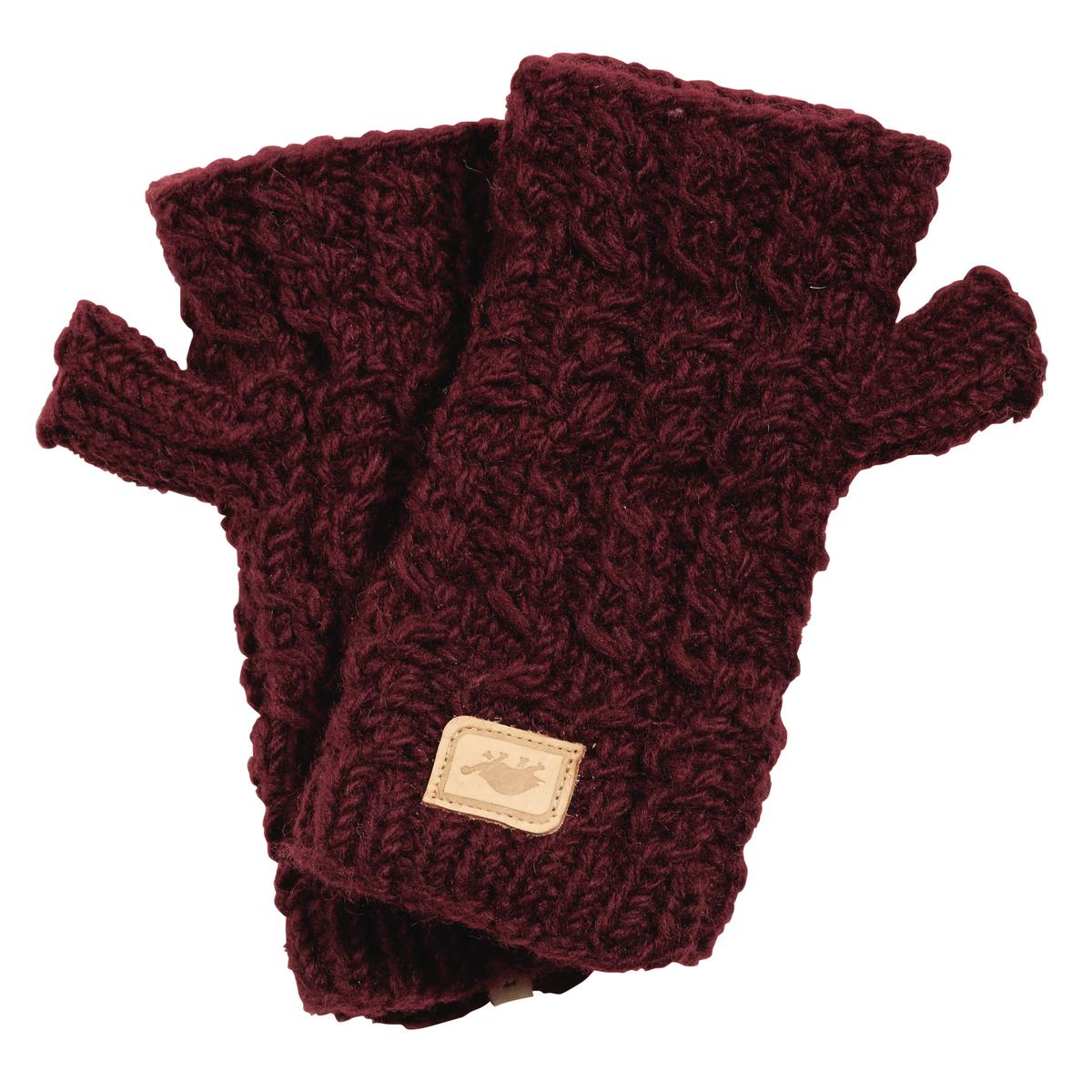 Turtle Fur Mika Wool Fingerless Mittens - Nepal Collection Bordeaux