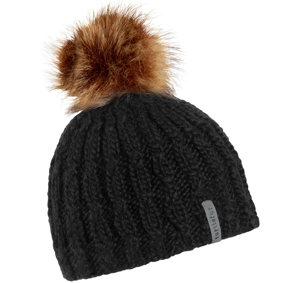 Turtle Fur Fifi Women's Merino Wool Faux Pom Winter Hat Black