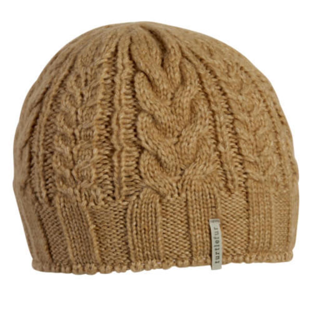 Turtle Fur Sky Beanie Recycled Knit Winter Hat Camel