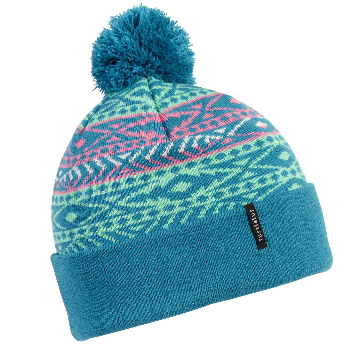 Turtle Fur Winter Thyme Youth Pom Beanie Turquoise