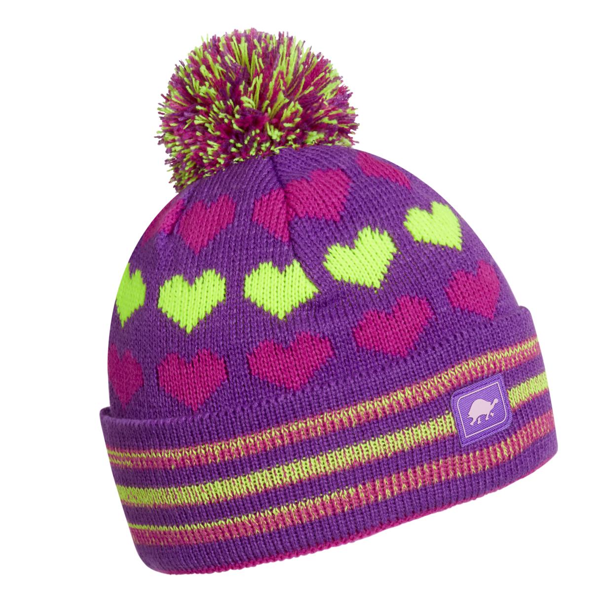 Turtle Fur Kids Candy Hearts Knit Winter Hat Orchid