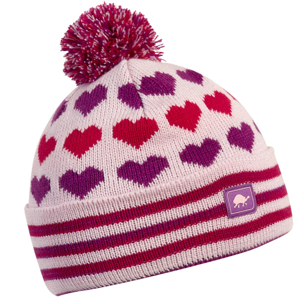 Turtle Fur Kids Candy Hearts Knit Winter Hat Pink