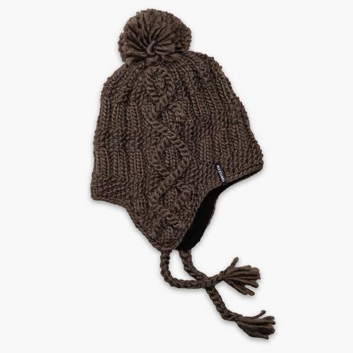 Turtle Fur Gianna Merino Wool Pom Earflap Winter Hat Brown