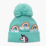Turtle Fur Kids Unicorn Pom Winter Hat Aqua