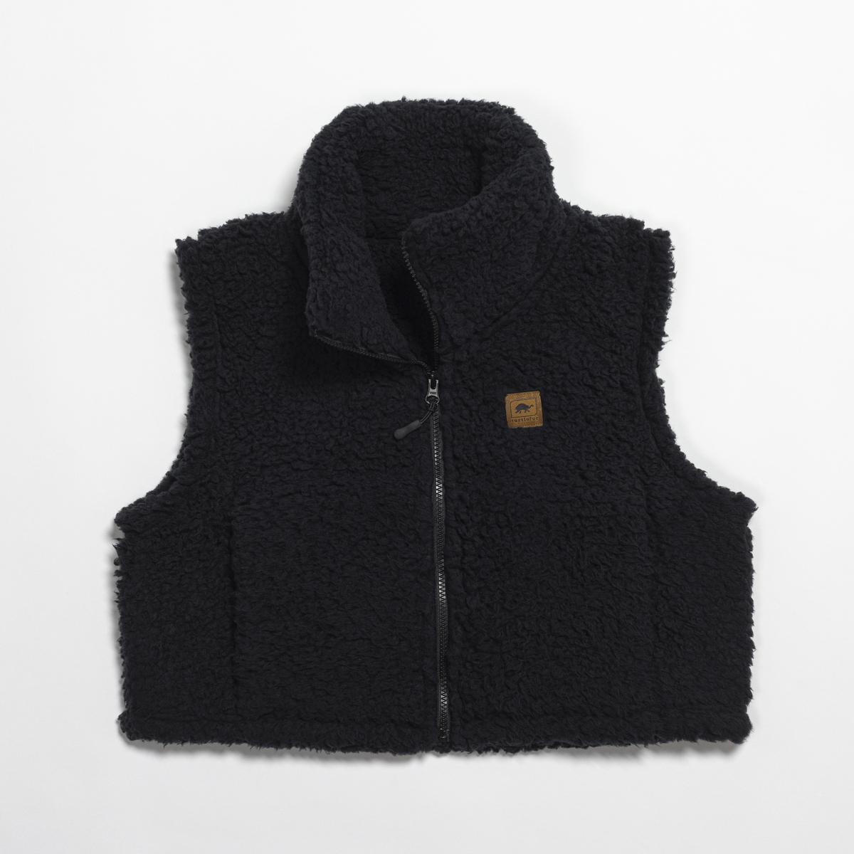 Turtle Fur Lush High Pile Fleece Cropped Vest Black